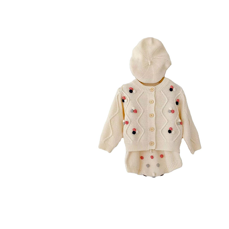 Menina da primavera e outono do bebê de terno de bebê \\\\ s e feminino pequeno casaco de peur bola rastejando traje de duas peças
