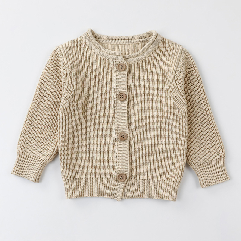 Cardigã casual infantil de suéter infantil com roupasnovas sólidas